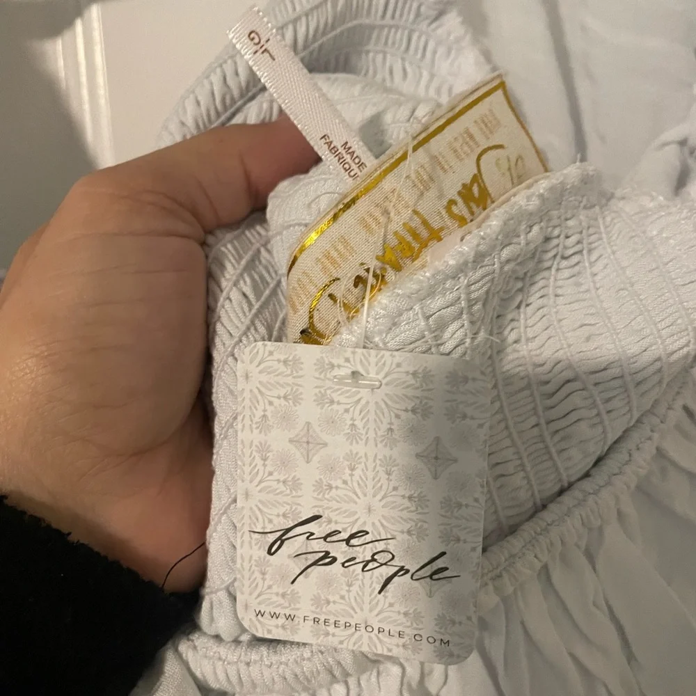 Free People Women's White Jen's‎ Pirate Booty Puff Sleeve Blouses L Size NWT